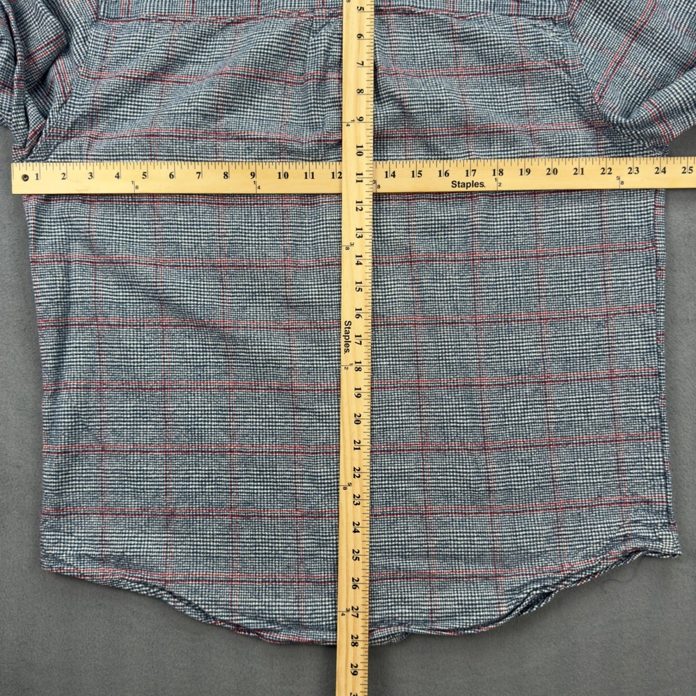 Woolrich Mens Large Blue Plaid Houndstooth Cotton Button Down Shirt 6311 - Picture 5 of 6